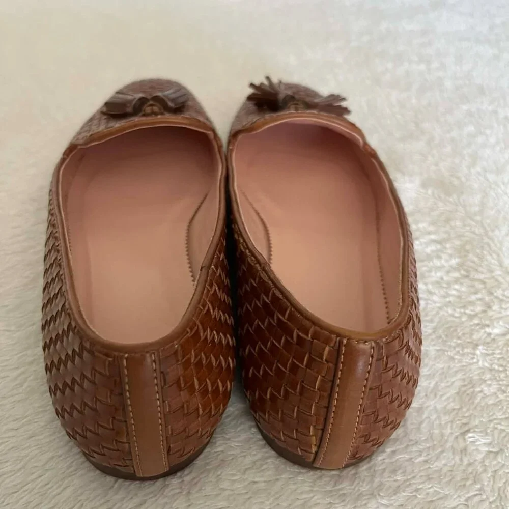 J. Crew Woven Leather Tassel Loafers in Brown